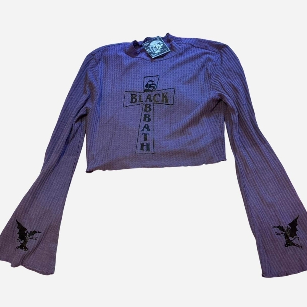 Black Sabbath Crop Top With Bell Sleeves, Size XL